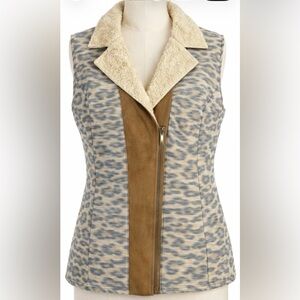🌸2/90$🌸 
Betty Barclay Faux Shearling Lined Zip Vest Neutral Animal Print